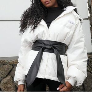 Women's belt wide Vegan Leather corset knotted with bow at the waist